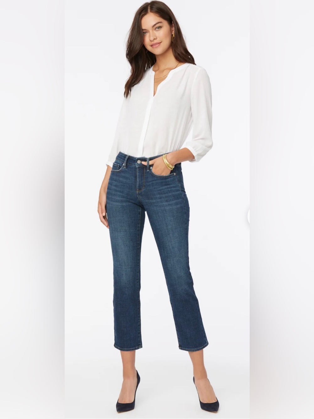 NYDJ Women's Dark Blue Marilyn Ankle Jeans